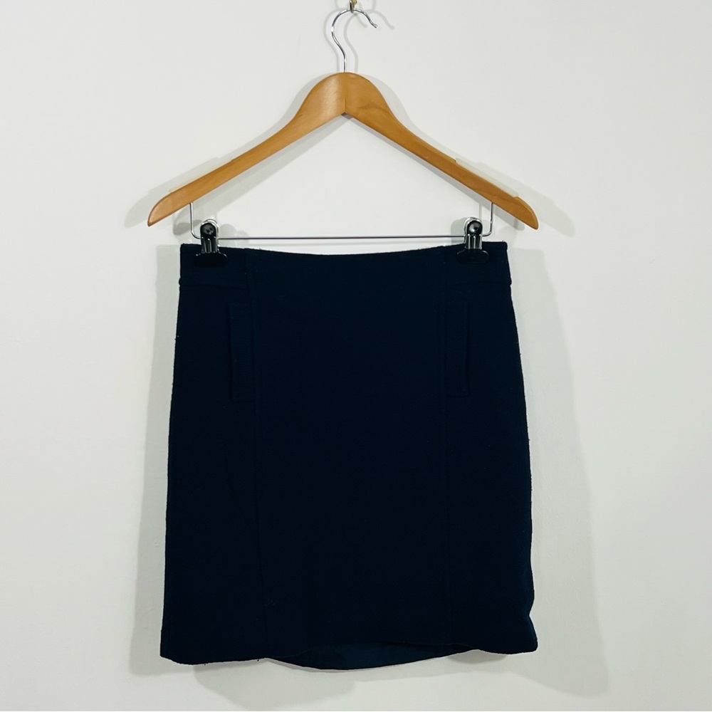 Talbots Beautiful Navy Blue Short Skirt Laine Wool Mix Size 4 Zip Back